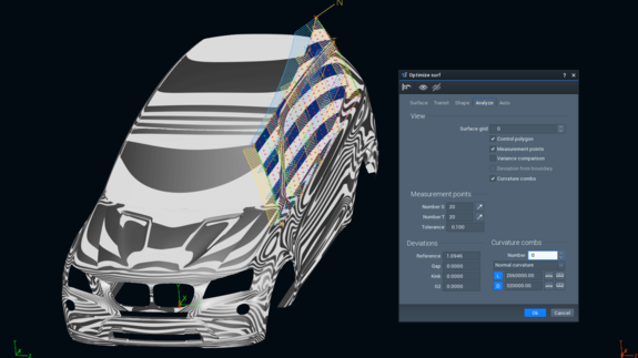 Justering av ytegenskaper via parametrar med visuell återkoppling