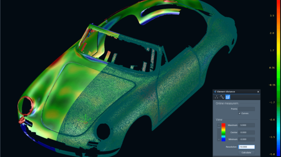 Screenshot showing common management of curves, surfaces and digitized data