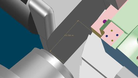 Cálculo de ángulos entre la pieza y los componentes de la máquina